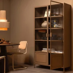 Vitrinenschrank Kabinett Ronja Vintage Metall Hellbraun