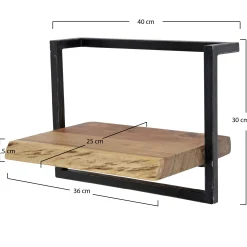 Wandregal Akazie Baumkante Edge Metall 30/40