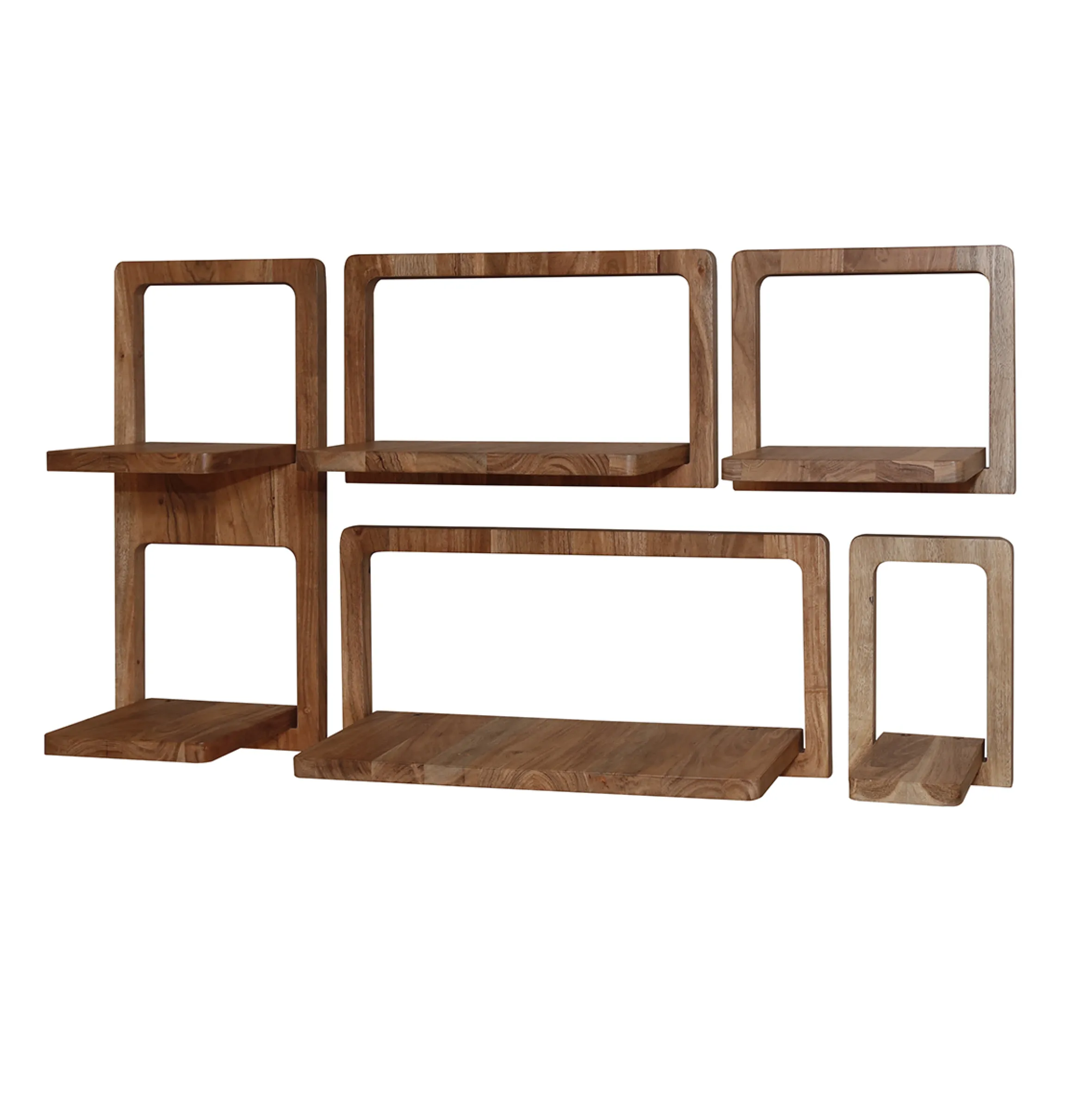 Wandregale 5er Set Curvy Akazie